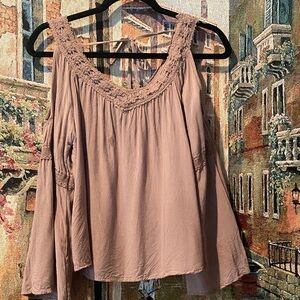 Paper Crane Blush Embroidered Trim Blouse